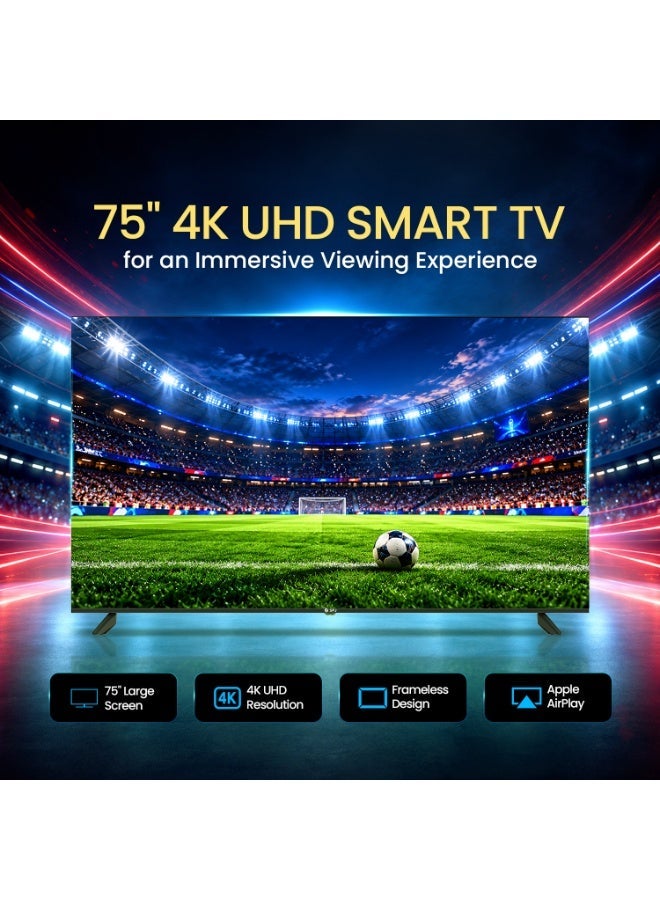 SPJ 75-Inch 4K Ultra HD Smart LED TV with WebOS, Dolby Audio, Magic Remote, Apple AirPlay, Wi-Fi, HDMI & USB, Black - Image 3