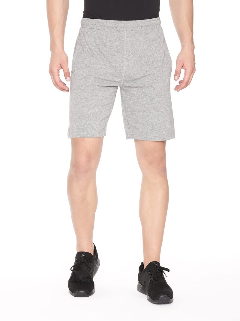 Pepe Jeans Athleisure Men Knit Cotton Stretch Shorts | Breathable Cotton Jersey, Gym and Casual Wear | with Drawstring and Zip Pocket in Grey Melange - M - Image 1