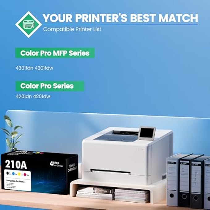 خراطيش حبر 210A عبوة 4 لموديل MFP 4301FDW متوافقة مع HP 210A 210 خراطيش حبر تعمل مع طابعة HP COLOR PRO 4301FDN 4201DW 4201DN W2100A W2100X | أسود أزرق أصفر أرجواني (مع شريحة) - Image 3