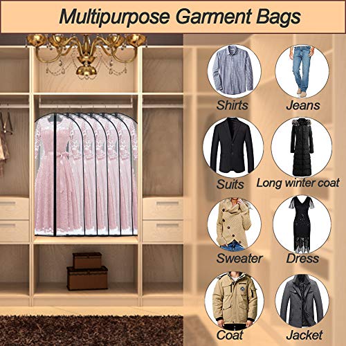 UOUEHRA Garment Bags for Hanging Clothes 24'' x 60'' (Set of 6) Coat Covers for Closet Foldable Washable Dress Bags for Hanging Clothes for Long Dress Dance Costumes Suits Gowns Coats - Image 5