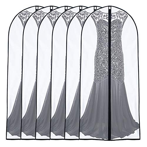 UOUEHRA Garment Bags for Hanging Clothes 24'' x 60'' (Set of 6) Coat Covers for Closet Foldable Washable Dress Bags for Hanging Clothes for Long Dress Dance Costumes Suits Gowns Coats - Image 1