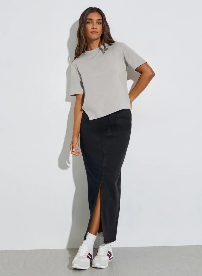 Styli Grey Round Neck Short Sleeve T-Shirt