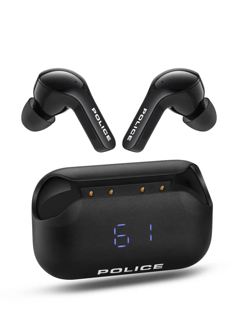 بوليس FOS I Earbuds with Environmental Noise Cancellation, Dual Microphone, 8mm Driver, Type-C Charging & Bluetooth 5.3, Black - IPX4