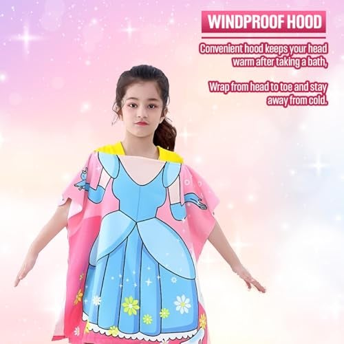 TONY STARK Poncho Towel for Kids, Beach Towel with Hoodie, 60x60cm Travel Towel for 1-7 Years Girls and Boys, Soft Microfiber Sleeved Poncho (Dream Princes) - Image 5