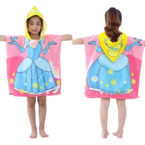 TONY STARK Poncho Towel for Kids, Beach Towel with Hoodie, 60x60cm Travel Towel for 1-7 Years Girls and Boys, Soft Microfiber Sleeved Poncho (Dream Princes) - Image 1