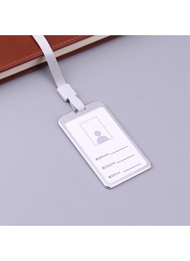 Generic - Vertical Style Aluminum Alloy ID Name Card Case, Business Work Card Badge Holder with Lanyard - Image 1