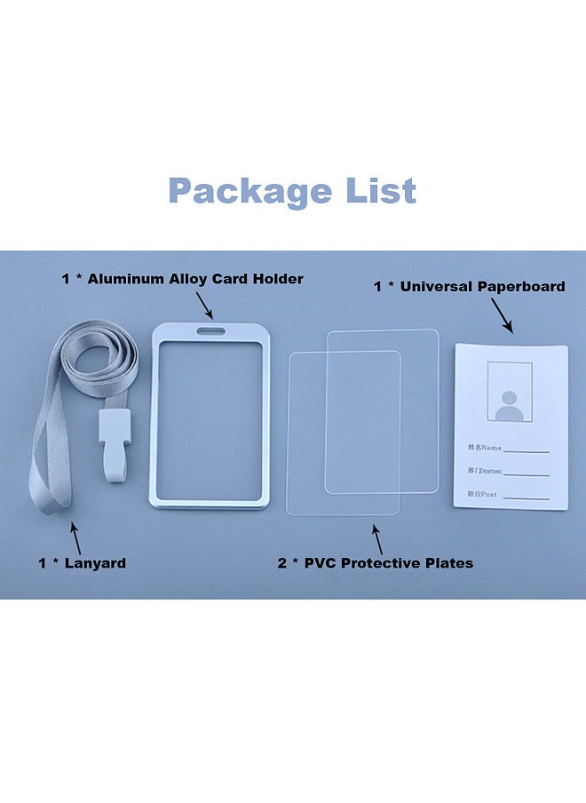Generic - Vertical Style Aluminum Alloy ID Name Card Case, Business Work Card Badge Holder with Lanyard - Image 1
