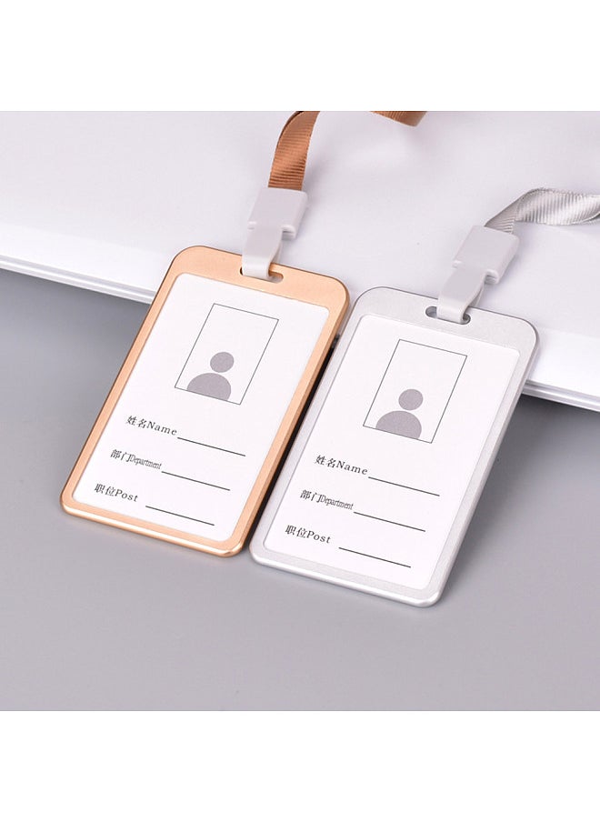 Generic - Vertical Style Aluminum Alloy ID Name Card Case, Business Work Card Badge Holder with Lanyard - Image 1