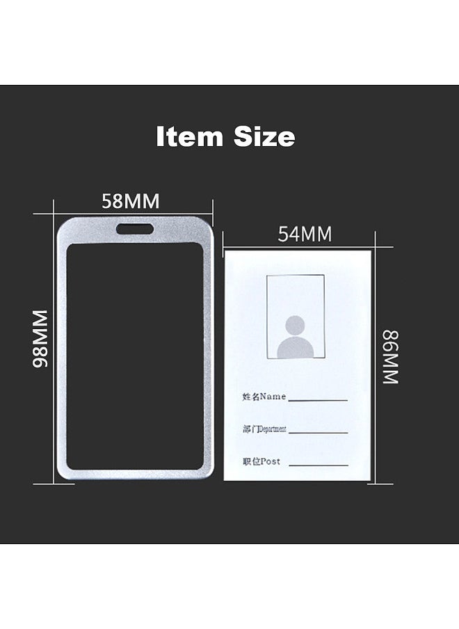 Generic - Vertical Style Aluminum Alloy ID Name Card Case, Business Work Card Badge Holder with Lanyard - Image 1