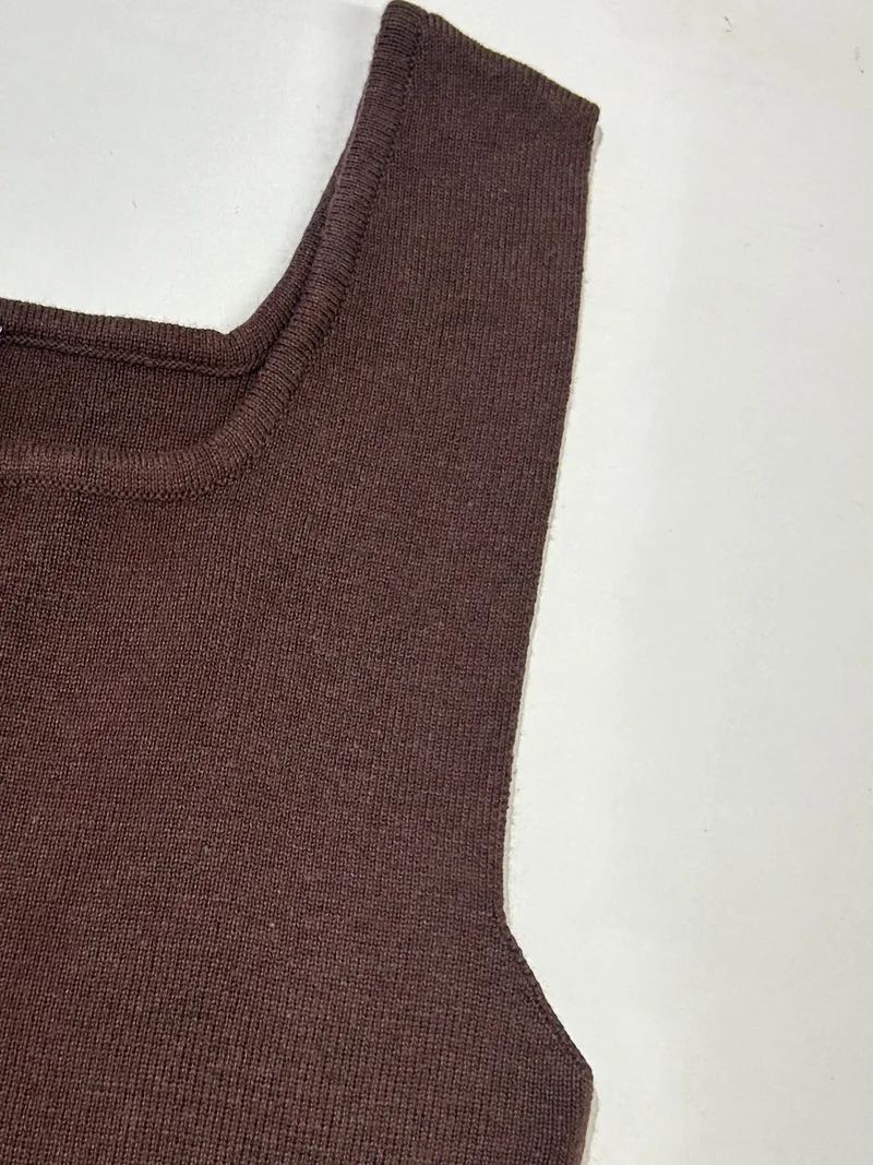 Outzidr  Brown Scoop Neck Basic Tank for Women | Best Price UAE