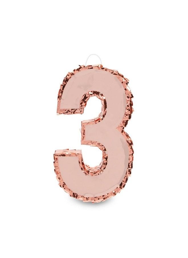 Blue Panda Rose Gold Pinata For 3Rd Birthday Party Number 3 (Small)  - Image 2