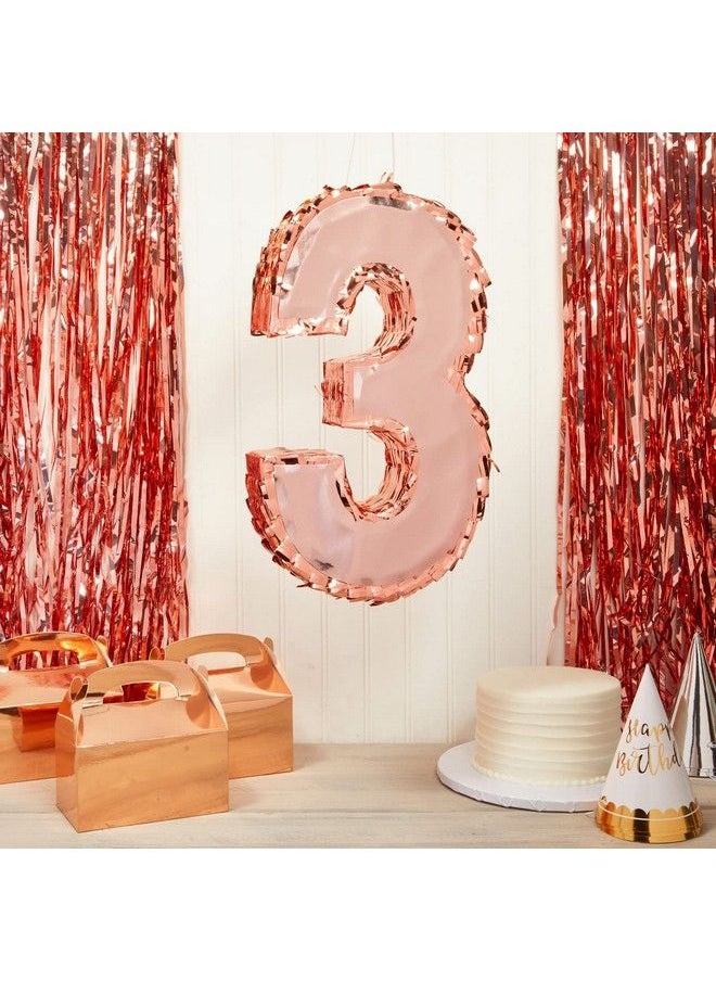 Blue Panda Rose Gold Pinata For 3Rd Birthday Party Number 3 (Small)  - Image 3