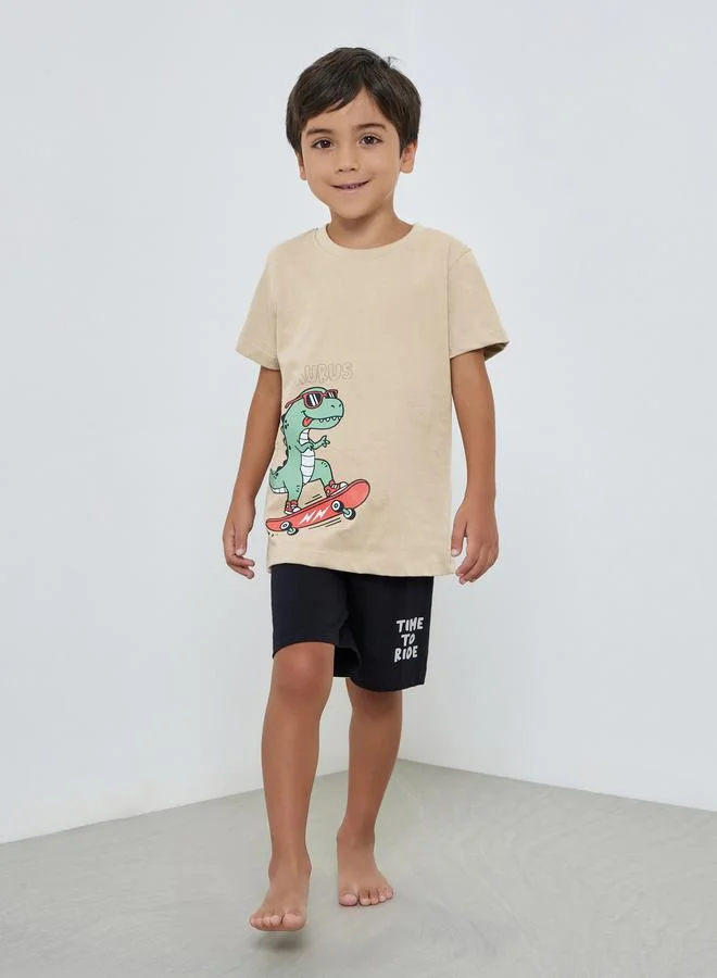 Styli Boys Graphic Print T-Shirt and Shorts Set