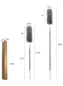 Generic Microfiber Duster with Extension Pole(Stainless Steel), Extra Long 100 inches, with Bendable Head, Extendable Duster for Cleaning High Ceiling Fan, Interior Roof, Cobweb, Gap Dust- Wet or Dry Use  - Image 5
