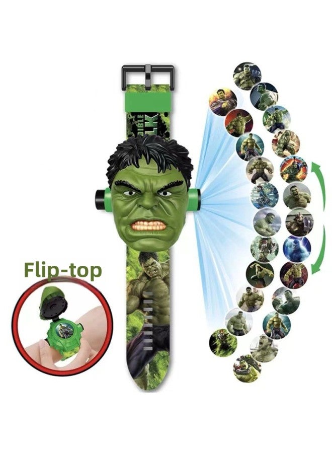 Children's Toy Cartoon Electronic Ultraman Watch 3-8 Years Old Children Primary School Boys And Girls Projection Luminous Watch-Color:Hulk (plus 10 Battery Screwdriver) - Image 1