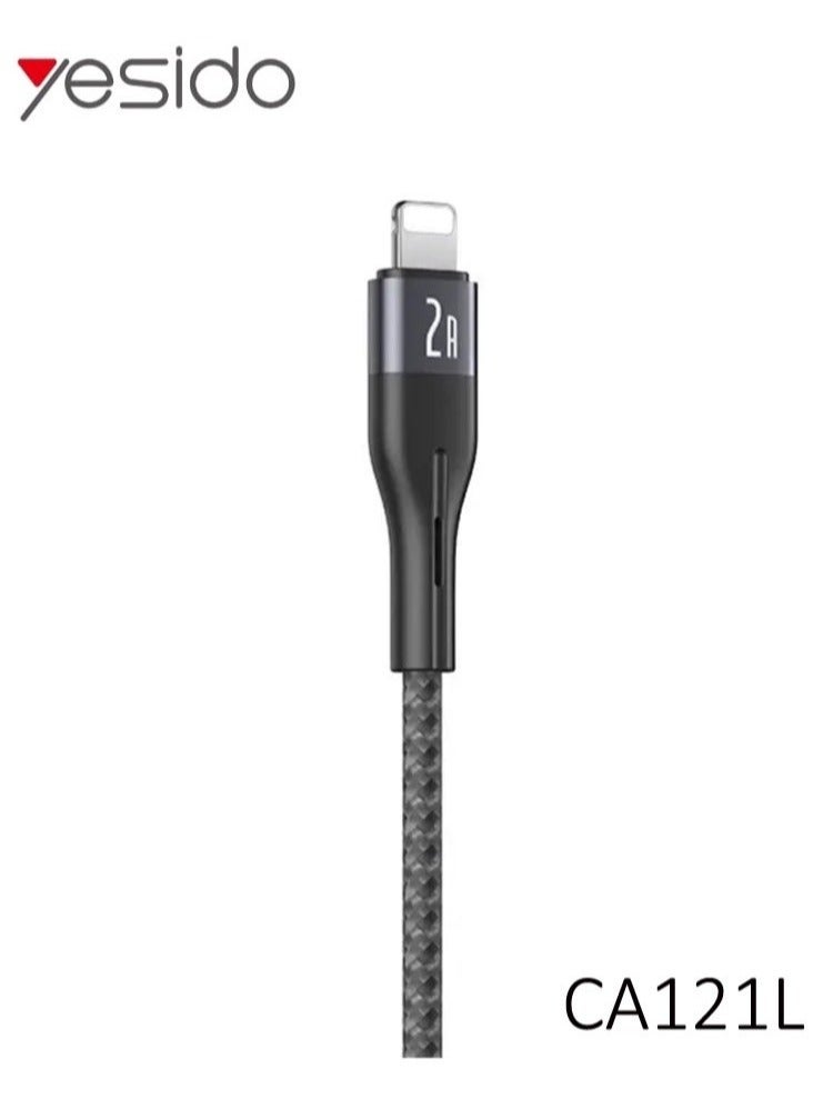 Yesido CA121L Fast Charging USB Cable for iPhone – 2A High-Speed Charging & Data Transfer, 1 Meter Black – Compatible with iPhone, iPad, iPod – Premium Charging Cord, Durable, Tangle-Free Design, Ideal for Home, Office & Travel Use - Image 3