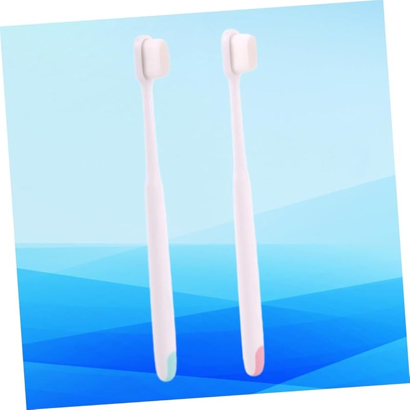 PartyKindom فرشاة أسنان إضافية ناعمة للغاية ذات شعيرات دقيقة عبوة مزدوجة للبالغين للعناية بالفم بعد الولادة لون عشوائي - Image 4