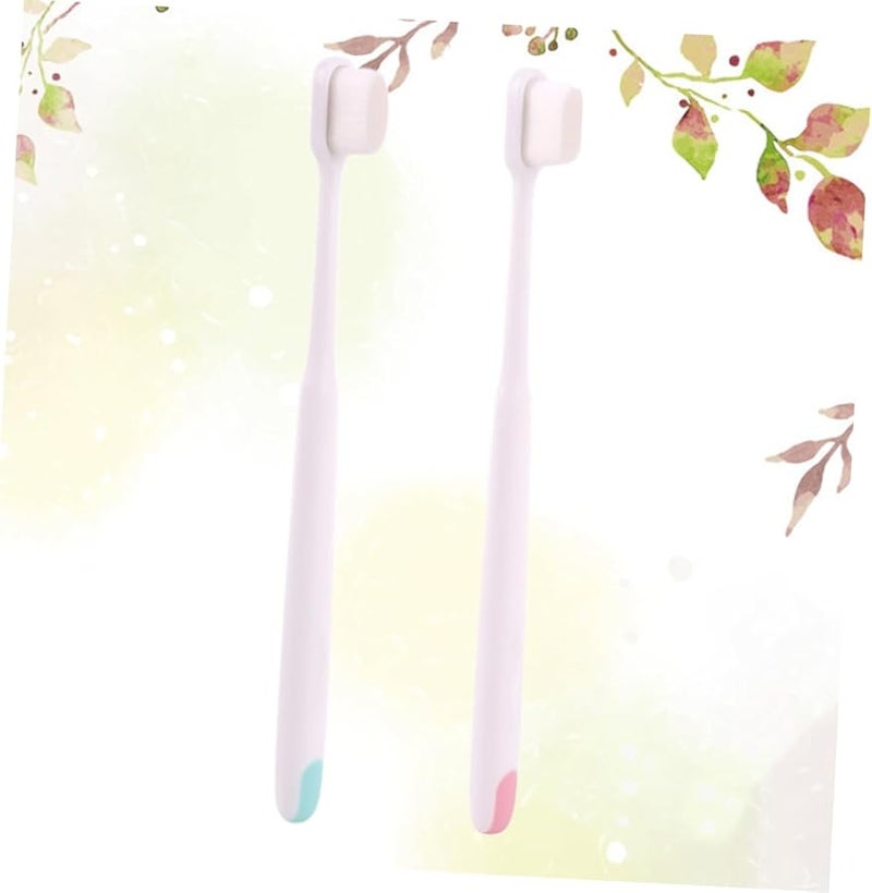 PartyKindom فرشاة أسنان إضافية ناعمة للغاية ذات شعيرات دقيقة عبوة مزدوجة للبالغين للعناية بالفم بعد الولادة لون عشوائي - Image 5