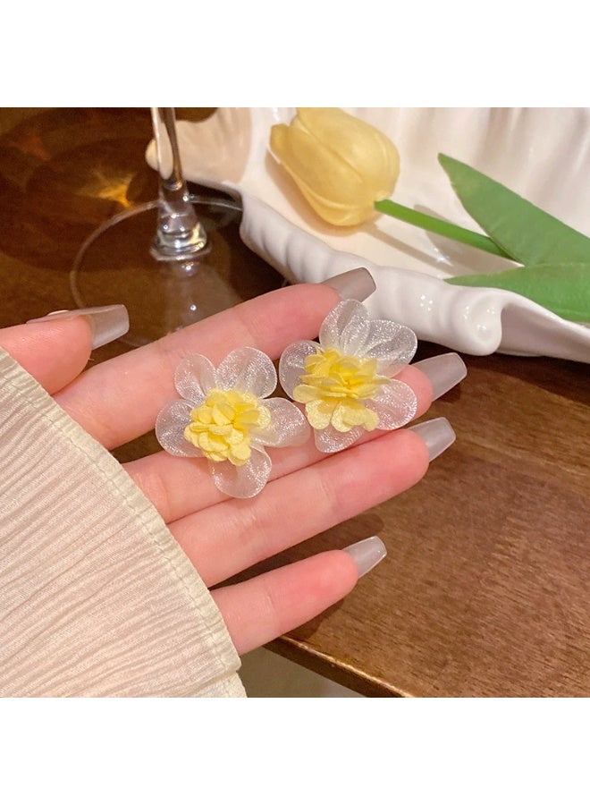 Goolsky Sheer Mesh Flower Stud Earrings for Women – Elegant Garden-Inspired Vacation Jewelry, Sheer Mesh Floral Design, Lightweight, Beach/Garden Parties Summer Wear - Image 4