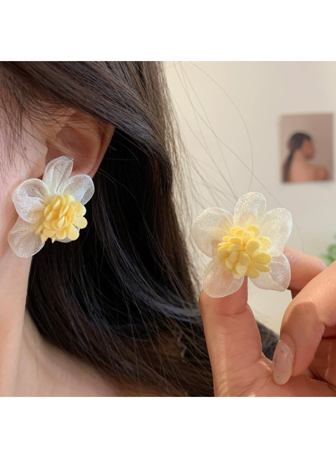 Goolsky Sheer Mesh Flower Stud Earrings for Women – Elegant Garden-Inspired Vacation Jewelry, Sheer Mesh Floral Design, Lightweight, Beach/Garden Parties Summer Wear - Image 2