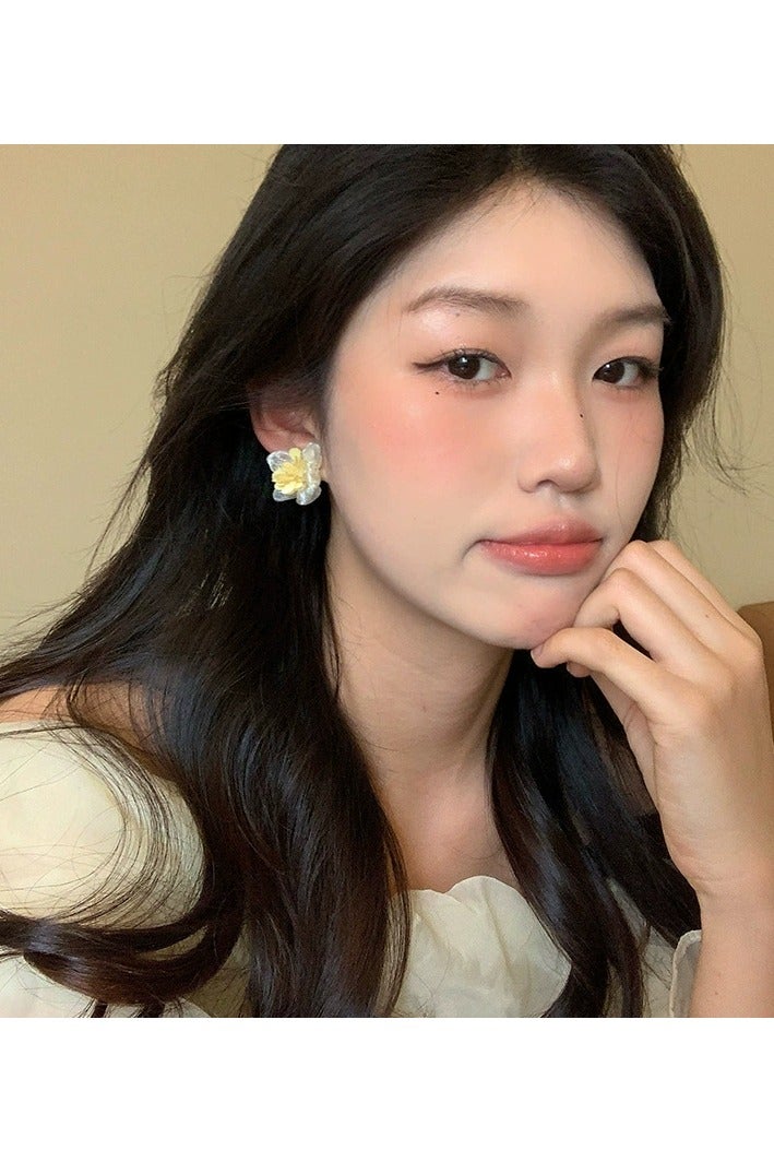 Goolsky Sheer Mesh Flower Stud Earrings for Women – Elegant Garden-Inspired Vacation Jewelry, Sheer Mesh Floral Design, Lightweight, Beach/Garden Parties Summer Wear - Image 5