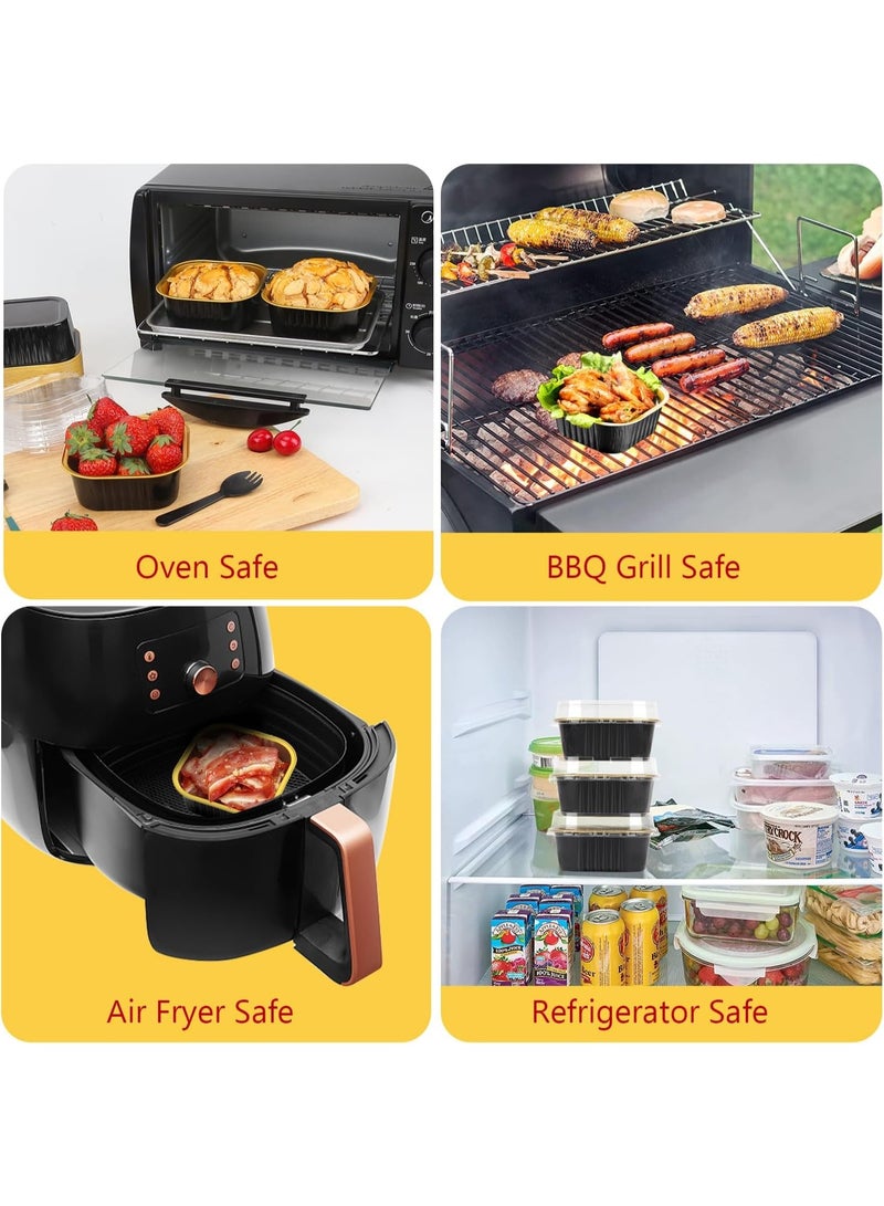 سوفام 10oz/80pack ميني كيك أواني مع الأكمام والملاعق، علب الخبز رقائق صغيرة براوني كؤوس الخبز، 3.5 "x3.5" براوني كوب كيك يمكن التخلص منها Ramekins Jumbo كوب كيك بفن بان ميني ألومنيوم حاويات Holders-Black - Image 4