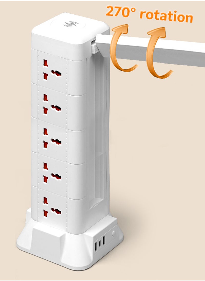 Generic - Power Strips with Wireless Rotatable Charger Desk Lamp | 15 Outlets, 2 USB & 1 Type-C Ports | 18W Fast Charging | Adjustable Lighting | 2-Meter Power Cord - Image 1