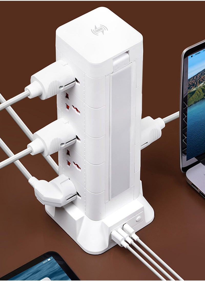 Generic - Power Strips with Wireless Rotatable Charger Desk Lamp | 15 Outlets, 2 USB & 1 Type-C Ports | 18W Fast Charging | Adjustable Lighting | 2-Meter Power Cord - Image 1