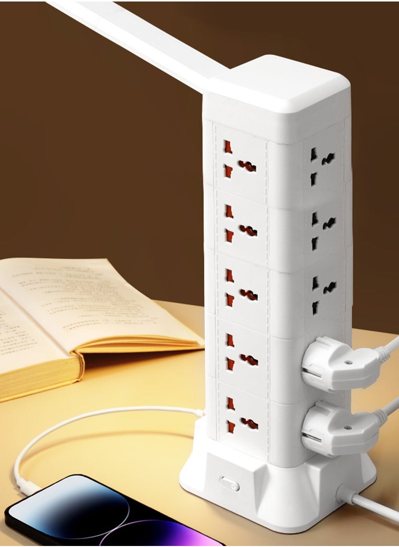 Generic - Power Strips with Wireless Rotatable Charger Desk Lamp | 15 Outlets, 2 USB & 1 Type-C Ports | 18W Fast Charging | Adjustable Lighting | 2-Meter Power Cord - Image 1