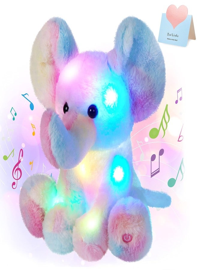 Glow Guards 12'' Musical Light up Rainbow Elephant Stuffed Animal,LED Singing Soft Wildlife Animal Plush Toy with Night Lights&Lullaby,Birthday Children's Day Hoilday Gift for Toddler Kids - Image 1
