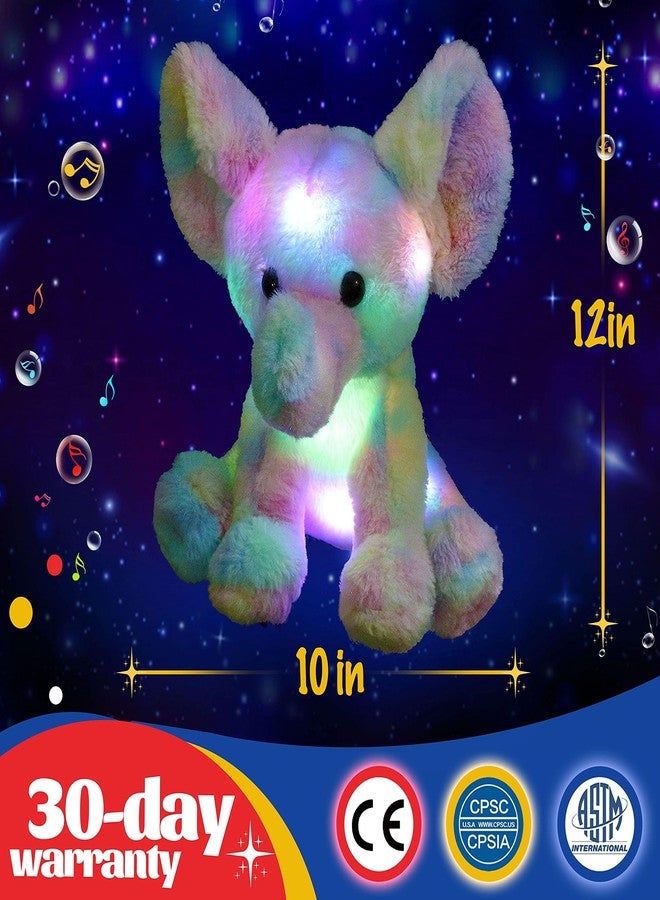 Glow Guards 12'' Musical Light up Rainbow Elephant Stuffed Animal,LED Singing Soft Wildlife Animal Plush Toy with Night Lights&Lullaby,Birthday Children's Day Hoilday Gift for Toddler Kids - Image 2
