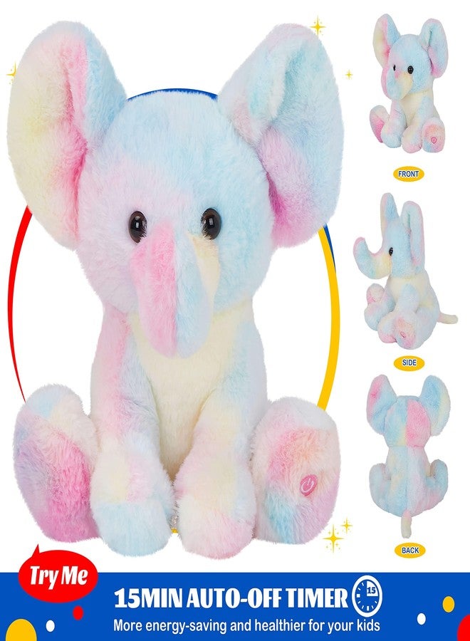 Glow Guards 12'' Musical Light up Rainbow Elephant Stuffed Animal,LED Singing Soft Wildlife Animal Plush Toy with Night Lights&Lullaby,Birthday Children's Day Hoilday Gift for Toddler Kids - Image 4