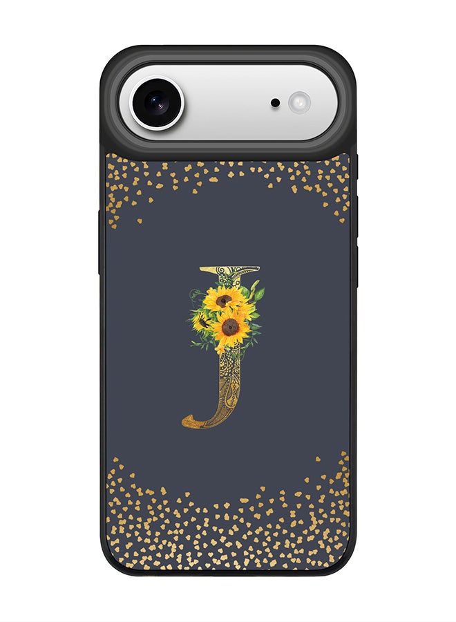 Stylizedd iPhone Air Case, [Compatible with MagSafe] Slim Magnetic cover Phone Case iPhone Air -Custom Floral Monogram - J  (Grey ) - Image 1