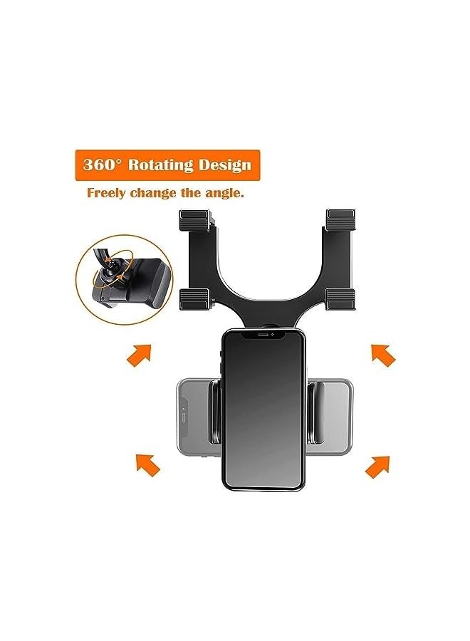 erorex Car Rearview Mirror Phone Holder, Universal Multifunctional Smartphone Cradle with 360° Swivel and Adjustable Clips, Rotatable and Retractable Car Phone Holder Mount for Car - Image 3