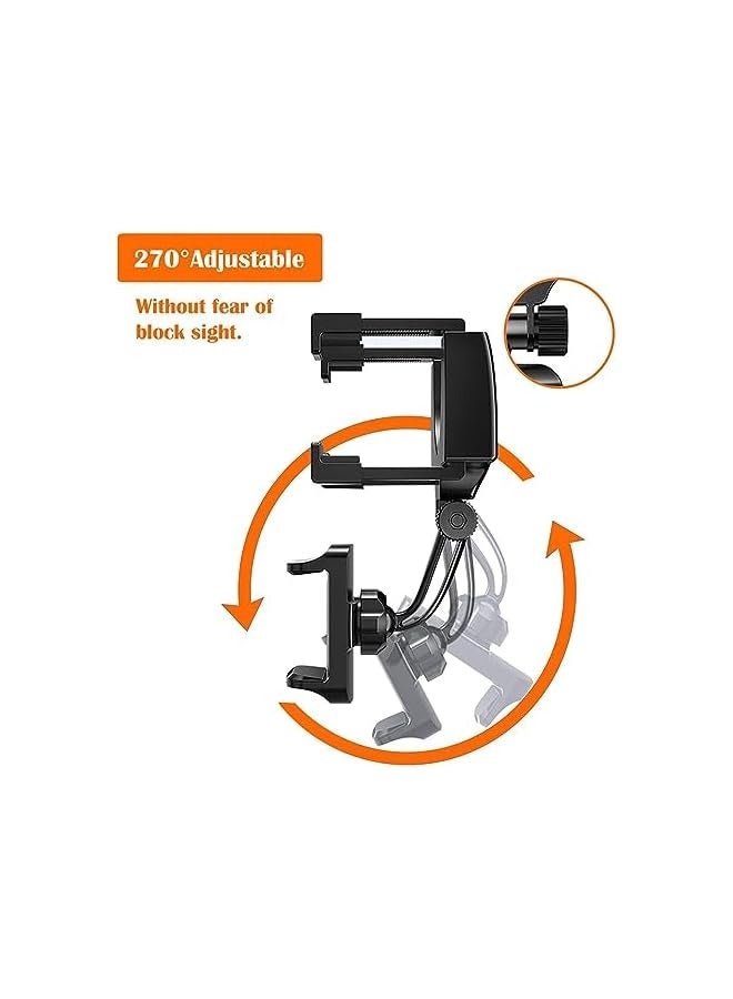 erorex Car Rearview Mirror Phone Holder, Universal Multifunctional Smartphone Cradle with 360° Swivel and Adjustable Clips, Rotatable and Retractable Car Phone Holder Mount for Car - Image 4