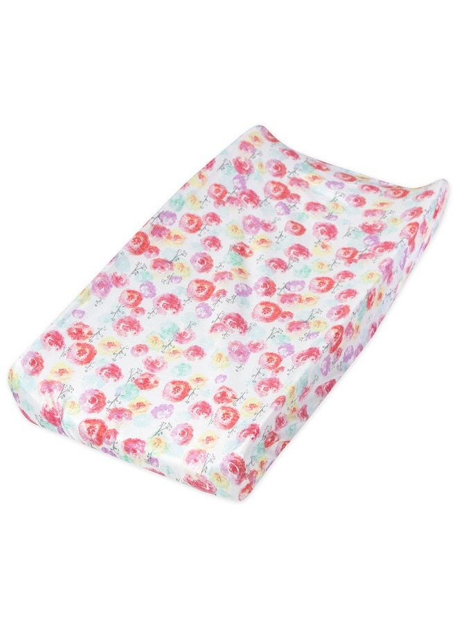 HonestBaby Girls Organic Cotton Changing Pad Cover Rose Blossom One Size  - Image 1