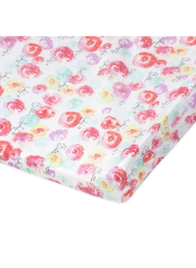 HonestBaby Girls Organic Cotton Changing Pad Cover Rose Blossom One Size  - Image 3