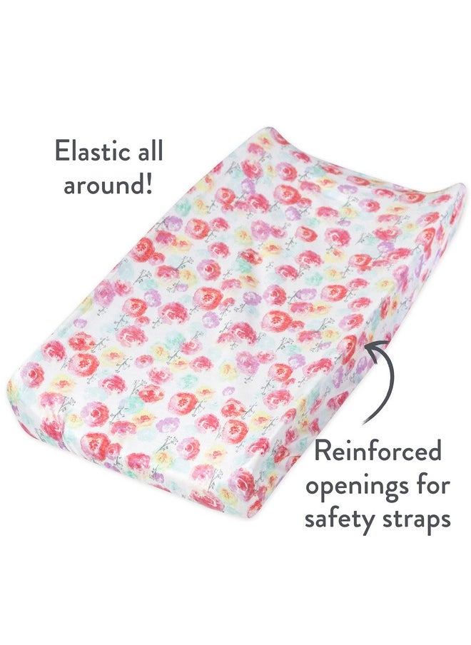 HonestBaby Girls Organic Cotton Changing Pad Cover Rose Blossom One Size  - Image 2