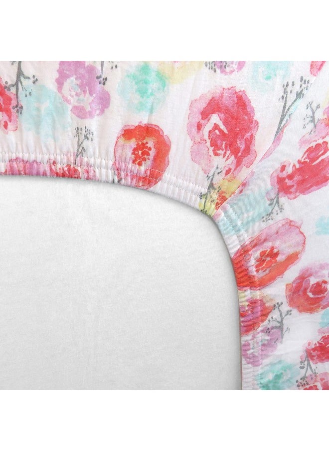 HonestBaby Girls Organic Cotton Changing Pad Cover Rose Blossom One Size  - Image 4