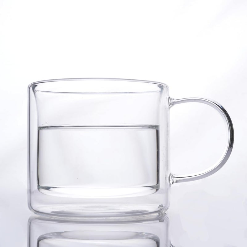Femora Double Wall Coffee Mug 280ml 8 Ounces Clear Glass with Handle Insulated Cappuccino Tea Latte Cup Heat Resistant Pack of 1 - Image 5