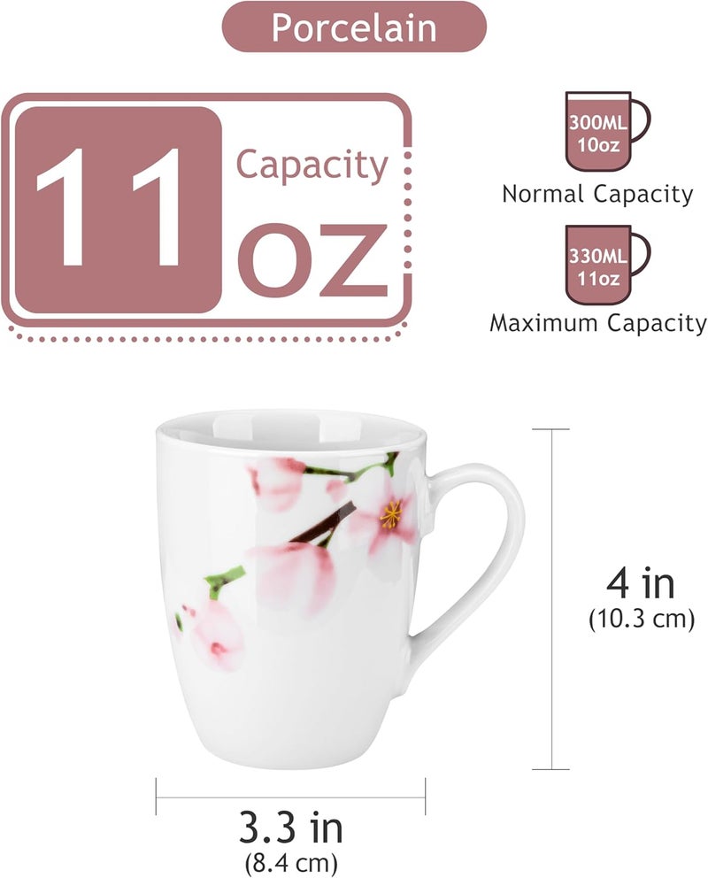 VEWEET Coffee Mugs Set of 6 11 OZ Coffee Cups Set with Handle Floral Mug Sets Ceramic Cup Set for Kitchen Microwave  Dishwasher Safe Series ANNIE - Image 3