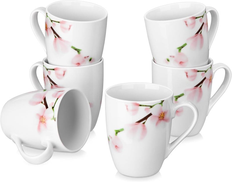 VEWEET Coffee Mugs Set of 6 11 OZ Coffee Cups Set with Handle Floral Mug Sets Ceramic Cup Set for Kitchen Microwave  Dishwasher Safe Series ANNIE - Image 1
