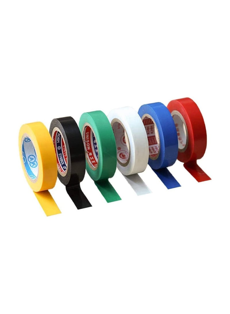SYOSI Insulation Tape 6 Pack Mixed Colour 15mm x 18mm Electrical Tape PVC Tape Adhesive Gaffer Tape Suitable for Cable Insulation - Image 1
