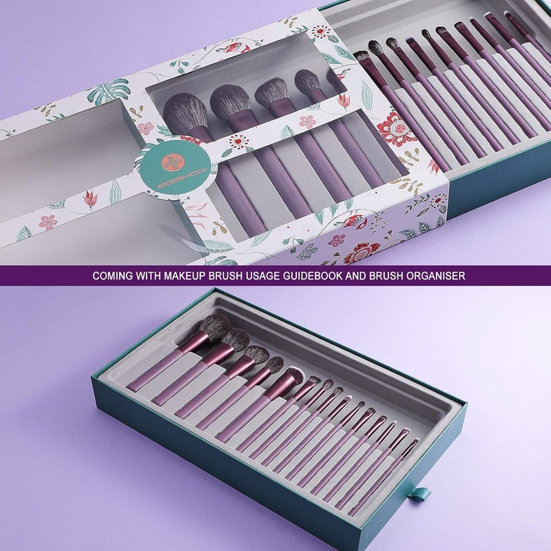 EIGSHOW Makeup Brush Set EIGSHOW Professional Makeup Brushes Kit Foundation Powder Concealers Eye Shadows Makeup 15 Piece for Eye Face Liquid Cream Cosmetics Brushes Kit GIFT PURPLE - Image 3