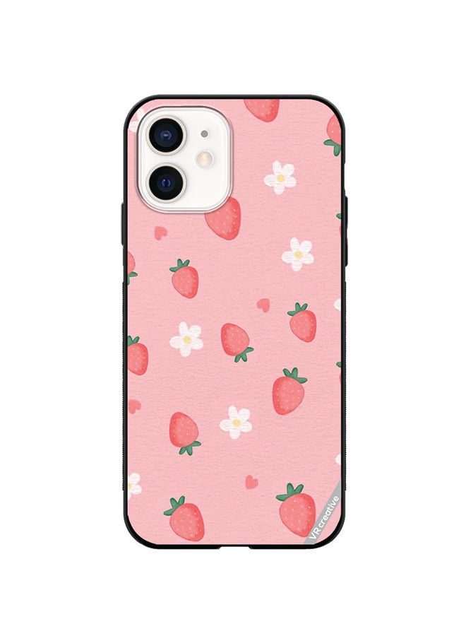 VR CREATIVE Protective Case Cover For Apple iPhone 12 mini Strawberry Design Multicolour - Image 1