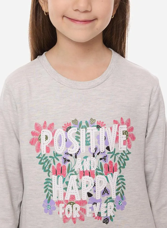 victor and jane Embellished Round Neck Sweatshirt & Floral Printed Flared Leggings Set by Styli