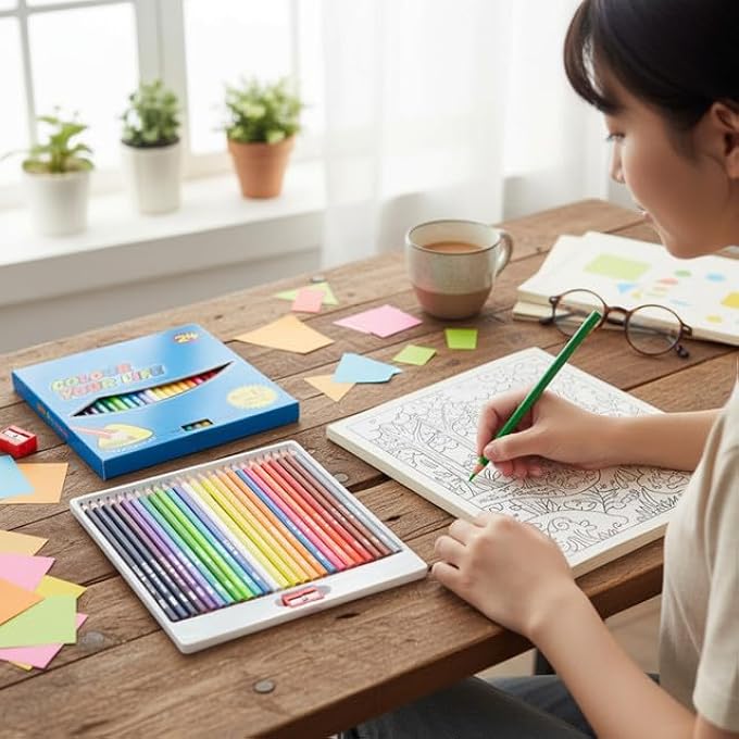 Amigo 38 PCS COLORED PENCIL COMBO SET WITH 2 SHARPENERS INCLUDES 24 PCS AND 14 PCS PACKS SOFT CORE DRAWING PENCILS WITH TRIANGULAR GRIP FOR SCHOOL ART SKETCHING AND CREATIVE PROJECTS - Image 5