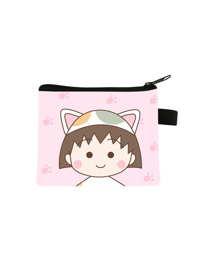 Chibi Maruko-chan Coin Purse Kidsren's Large-capacity Key Card Holder Polyester Cartoon Portable Small Wallet Bag