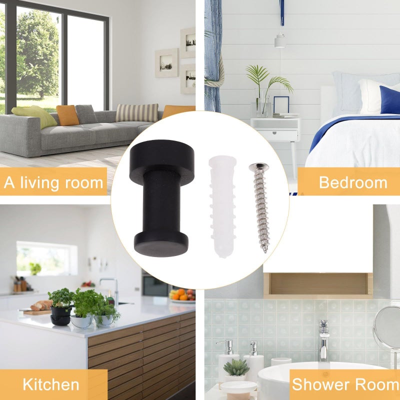 Black Brass Bathroom Towel Hooks Wall Mounted Shower Rack 2 Pack - Image 4