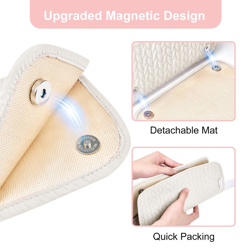 KarSyon Hair Tools Travel Bag Karsyon Heat Resistant Mat Case Hot Tools Straightener, Curling Iron,Hair Dryers,Haircare Accessories Travel Essentials for Women 2 in 1 Organizer Bags(Beige) - Image 4